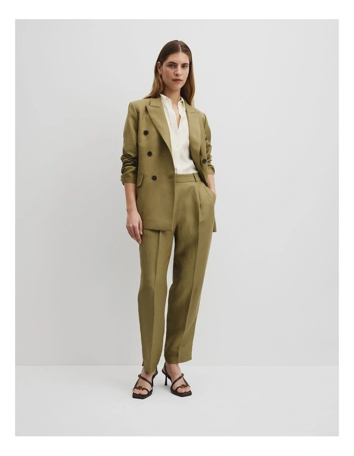 Double Breasted Tailored Blazer in Olive Haze image 4