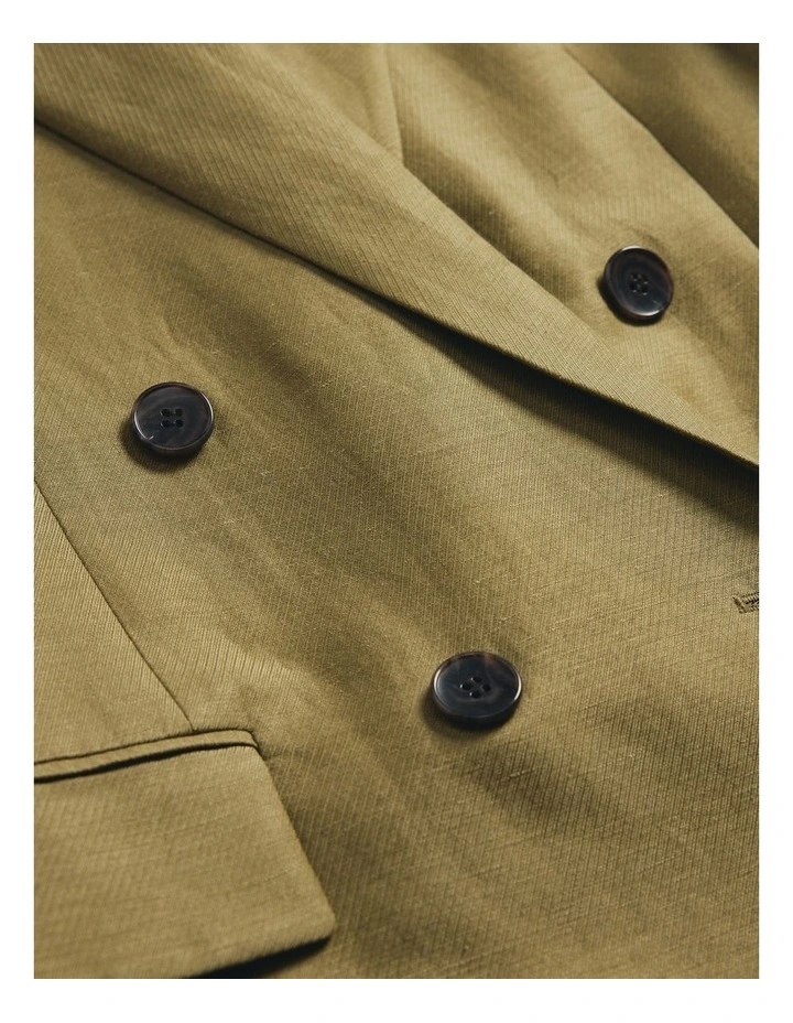 Double Breasted Tailored Blazer in Olive Haze image 6