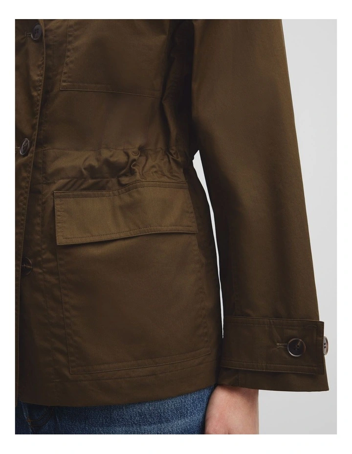 Cinched Utility Jacket in Deep Khaki image 3