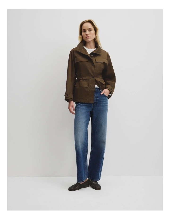 Cinched Utility Jacket in Deep Khaki image 4