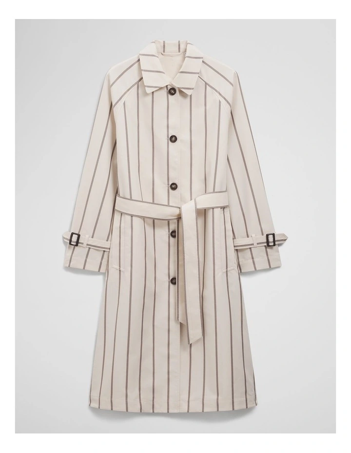 Longline Stripe Coat in Carob Stripe image 2