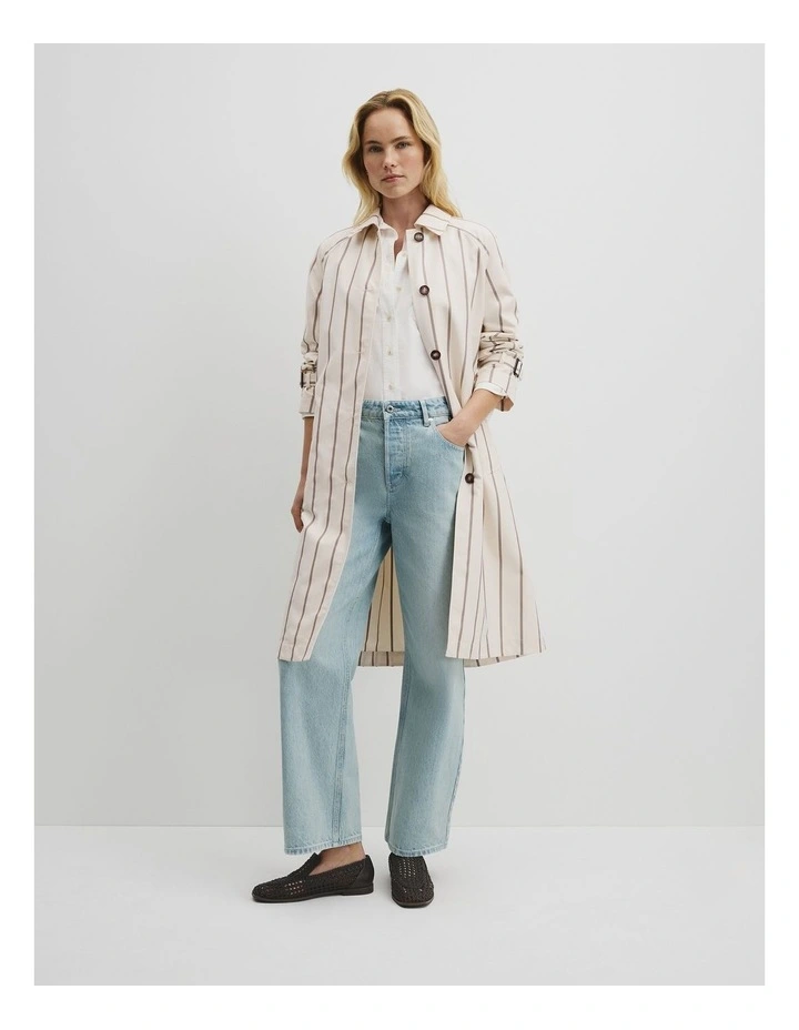Longline Stripe Coat in Carob Stripe image 4