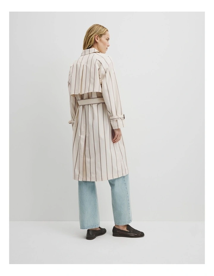 Longline Stripe Coat in Carob Stripe image 5