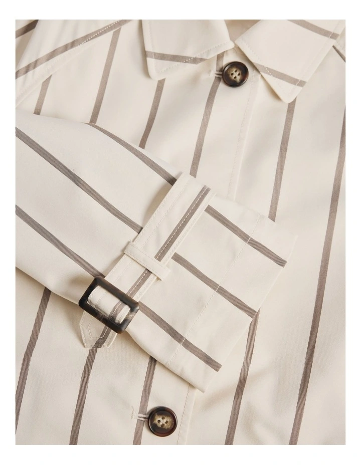 Longline Stripe Coat in Carob Stripe image 6