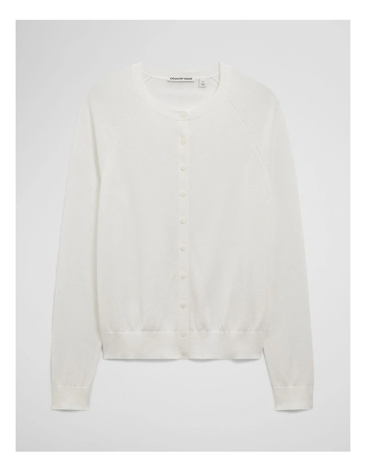 Pointelle Detail Cardigan in Antique White image 2