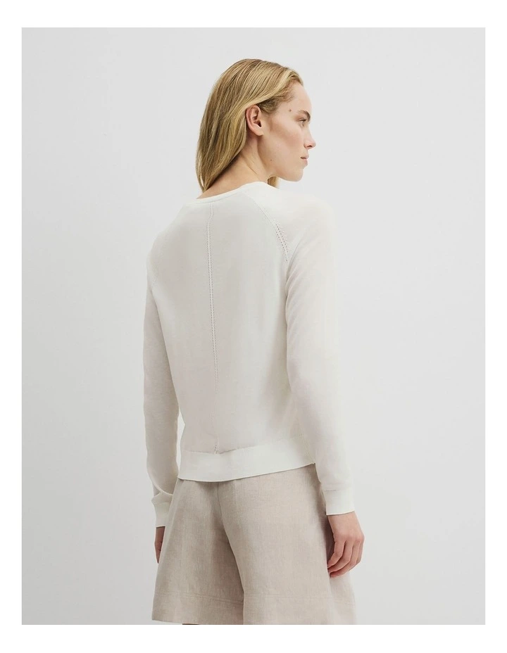 Pointelle Detail Cardigan in Antique White image 5