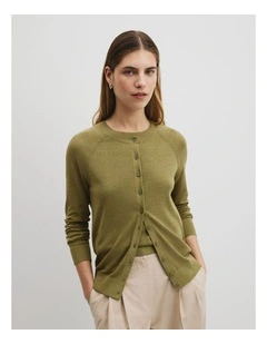 Pointelle Detail Cardigan in Pistachio