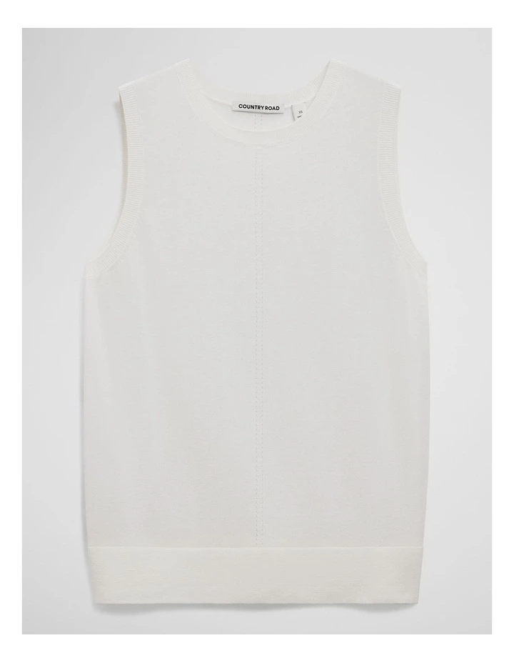 Pointelle Detail Neck Tank in Antique White image 2