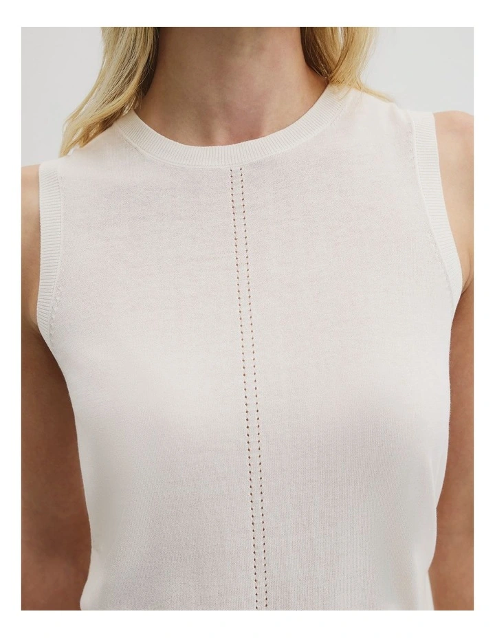Pointelle Detail Neck Tank in Antique White image 3