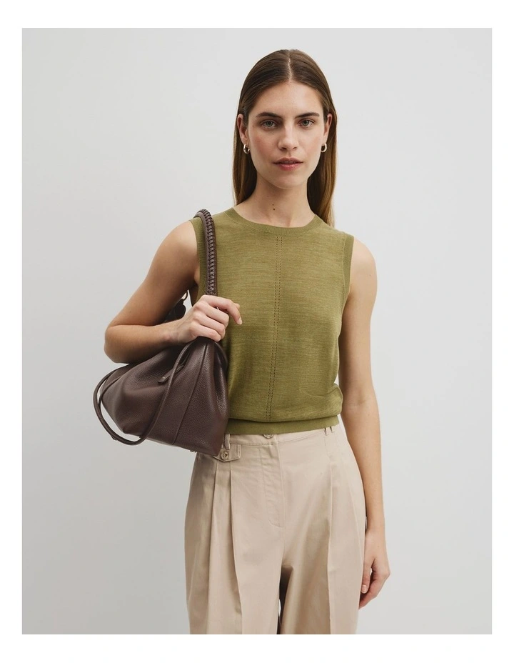 Pointelle Detail Neck Tank in Pistachio image 1