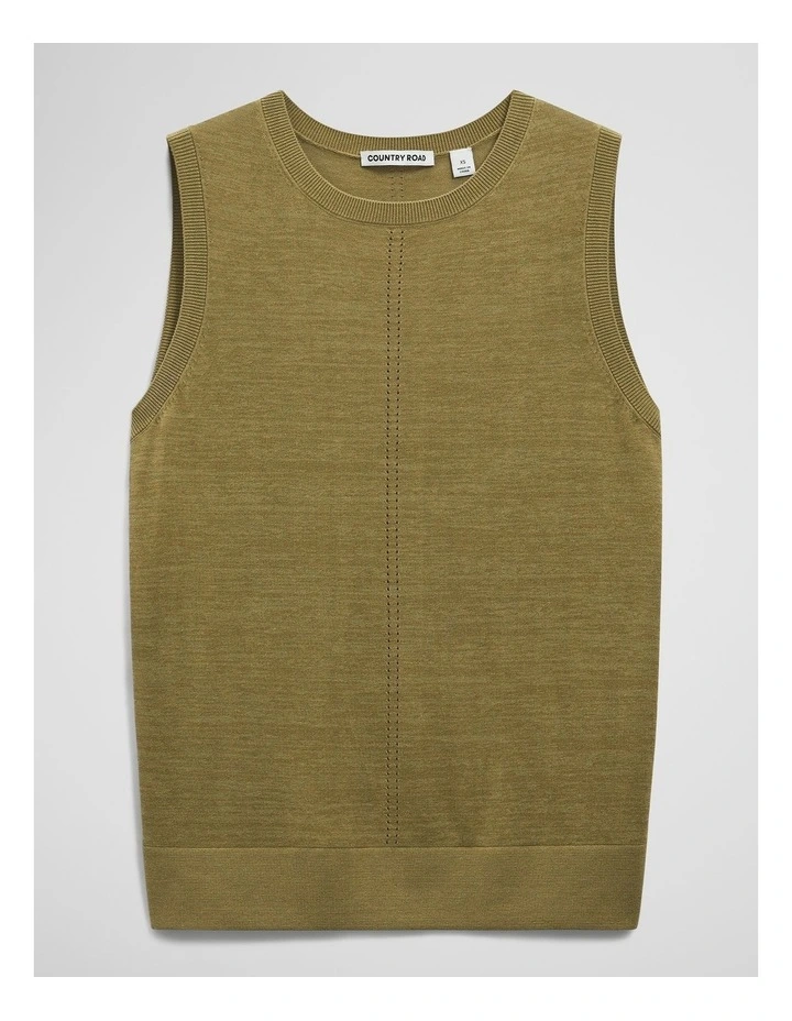 Pointelle Detail Neck Tank in Pistachio image 2