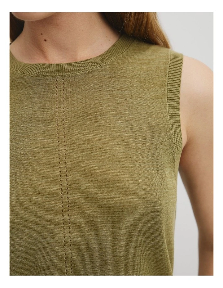 Pointelle Detail Neck Tank in Pistachio image 3
