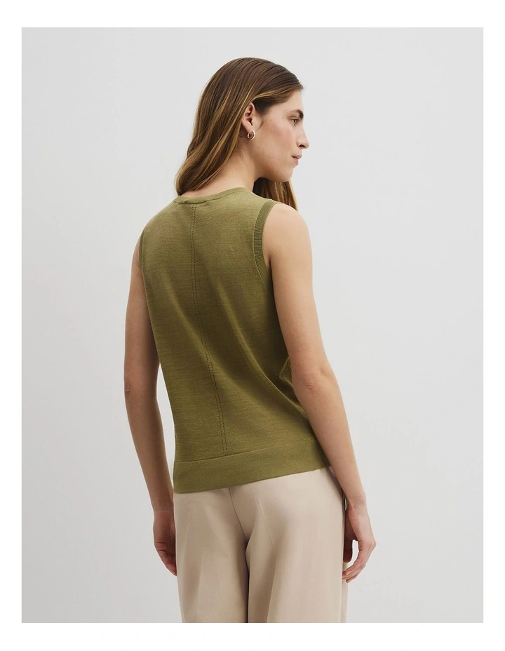 Pointelle Detail Neck Tank in Pistachio image 5