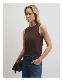 Pointelle Detail Neck Tank in Claret