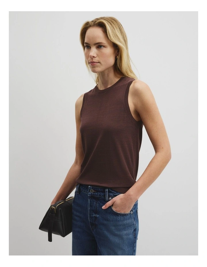 Pointelle Detail Neck Tank in Claret image 1