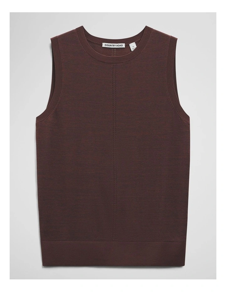 Pointelle Detail Neck Tank in Claret image 2