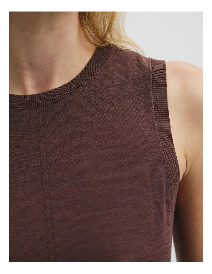 Pointelle Detail Neck Tank in Claret image 3