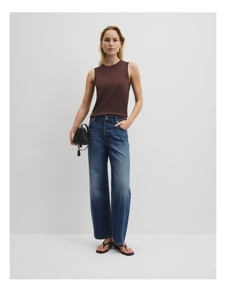Pointelle Detail Neck Tank in Claret image 4