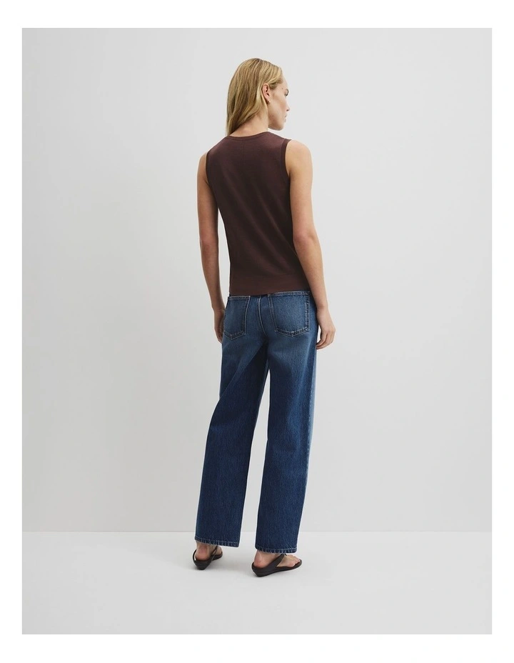 Pointelle Detail Neck Tank in Claret image 5