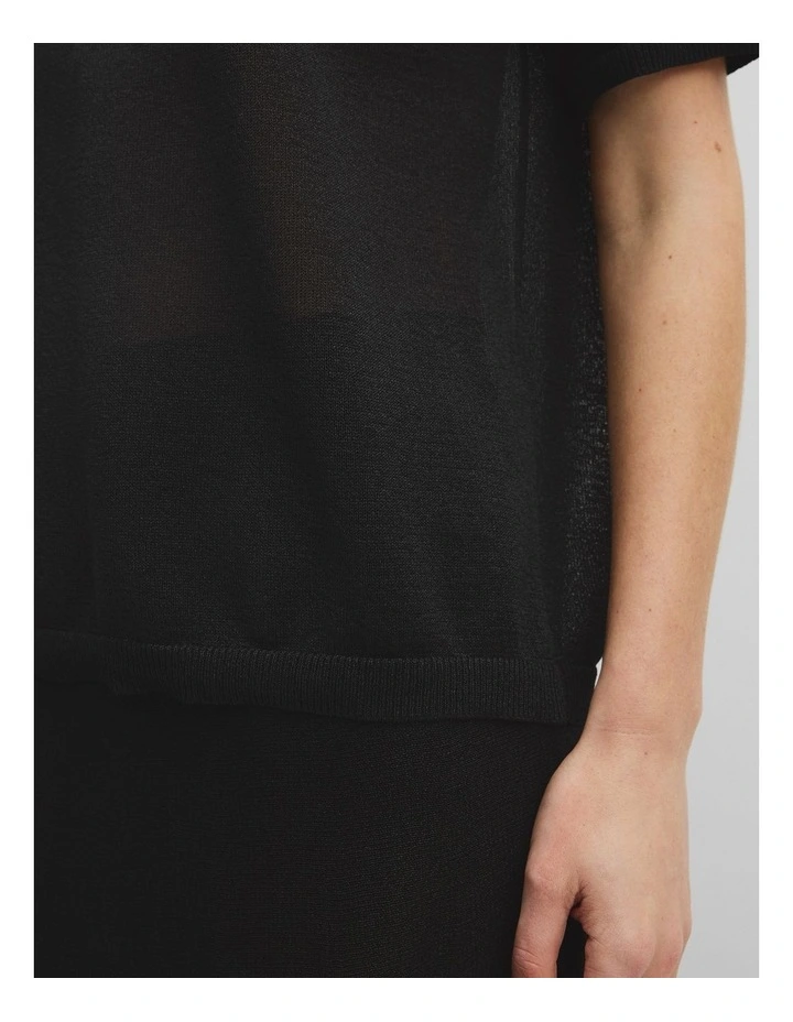 Fine Mesh Knit T-shirt in Black image 3