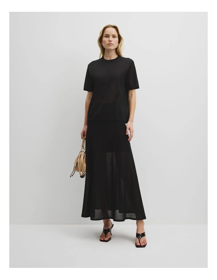 Fine Mesh Knit T-shirt in Black image 4