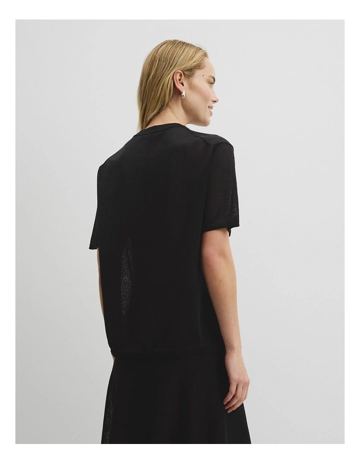 Fine Mesh Knit T-shirt in Black image 5