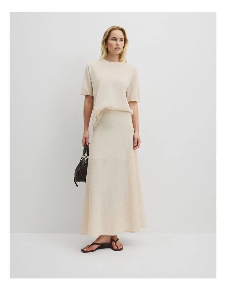 Fine Mesh Knit T-shirt in Almond image 4