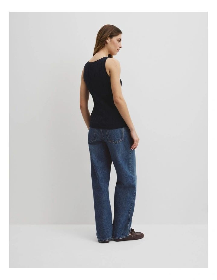 Organically Grown Cotton Blend Cable Knit Tank in Twilight image 5