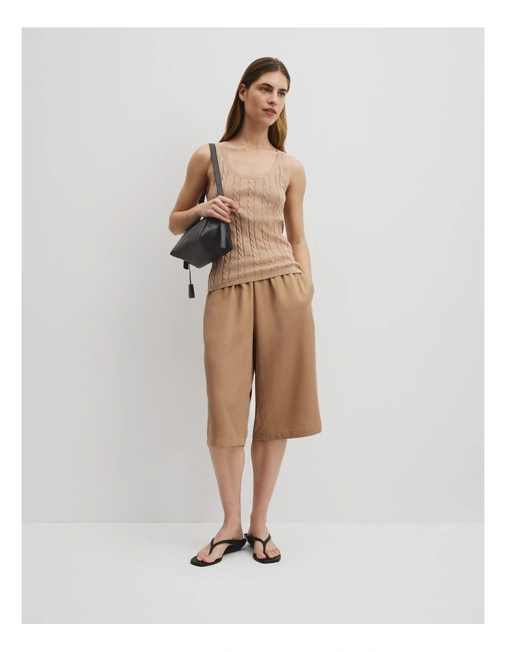 Organically Grown Cotton Blend Cable Knit Tank in Latte Marle image 4