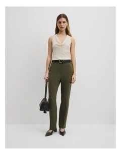 Slim Leg Woven Pant in Olive Haze