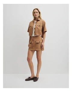 Workwear Mini Skirt in Saddle