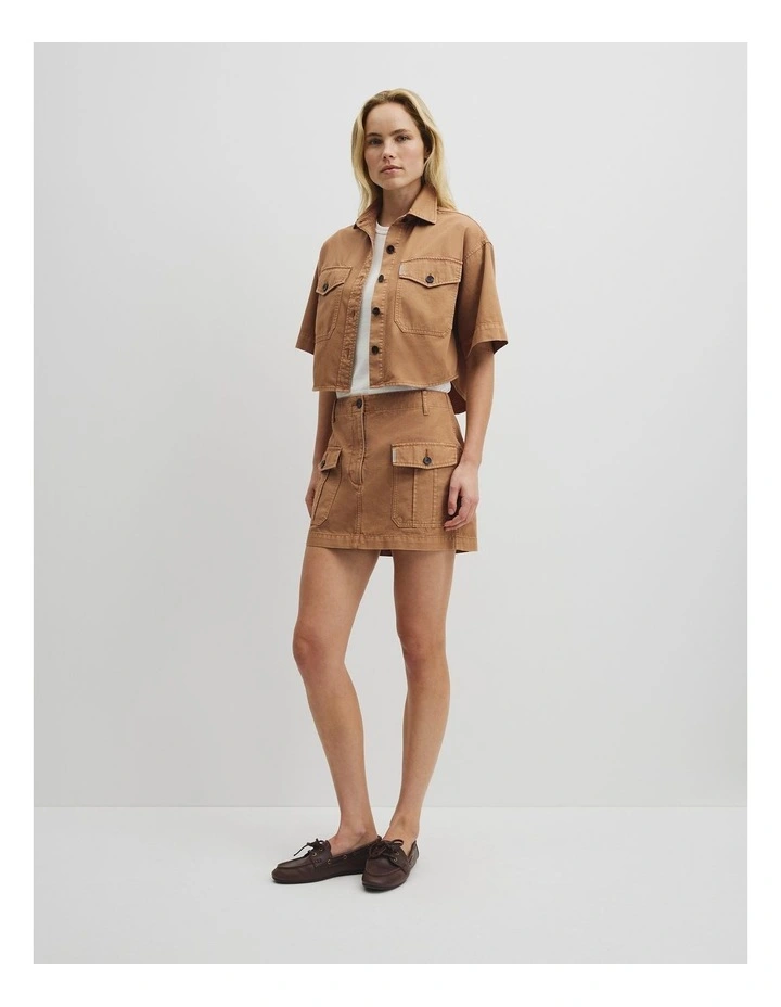 Workwear Mini Skirt in Saddle image 1