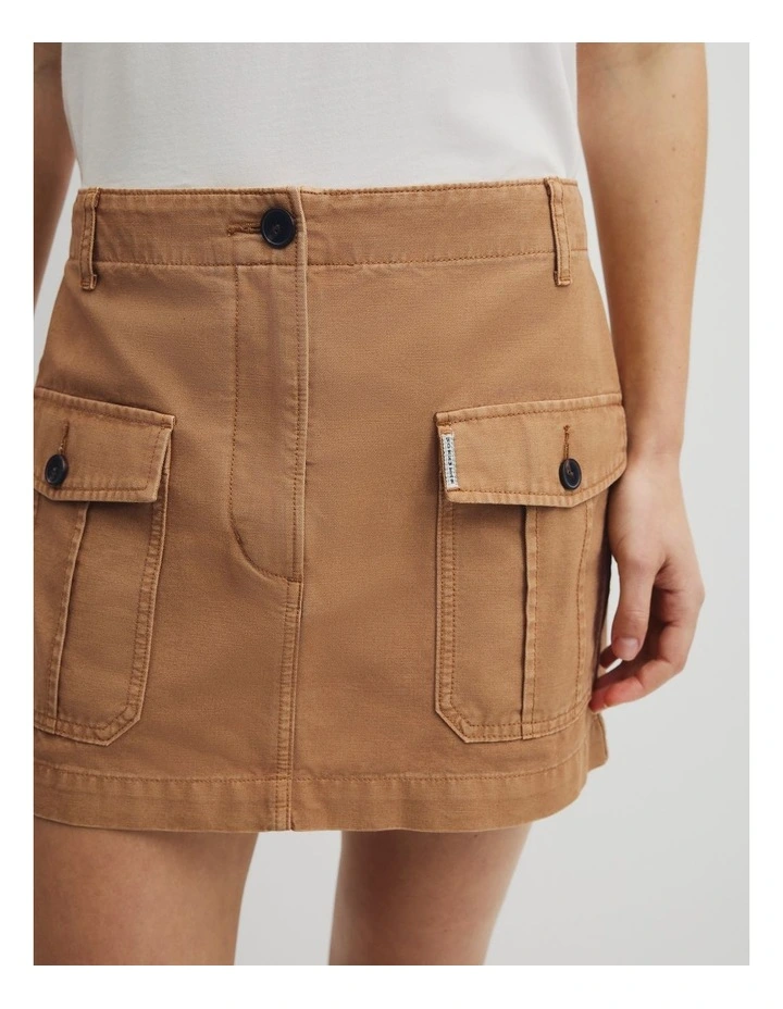 Workwear Mini Skirt in Saddle image 3