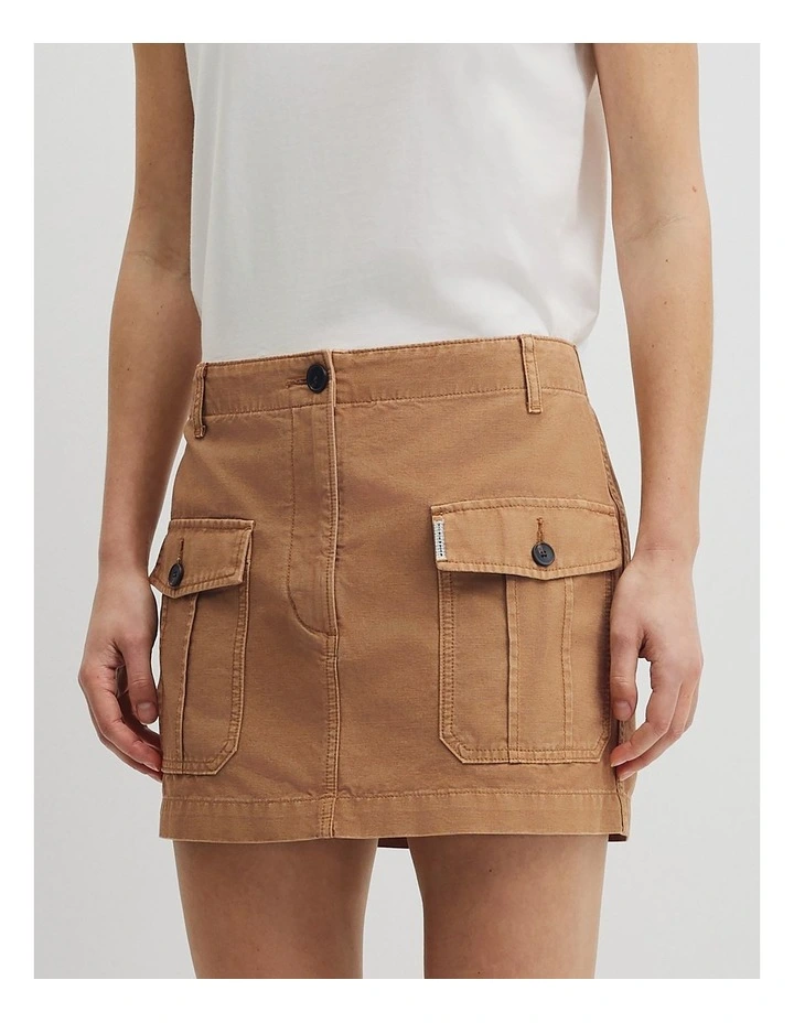 Workwear Mini Skirt in Saddle image 4