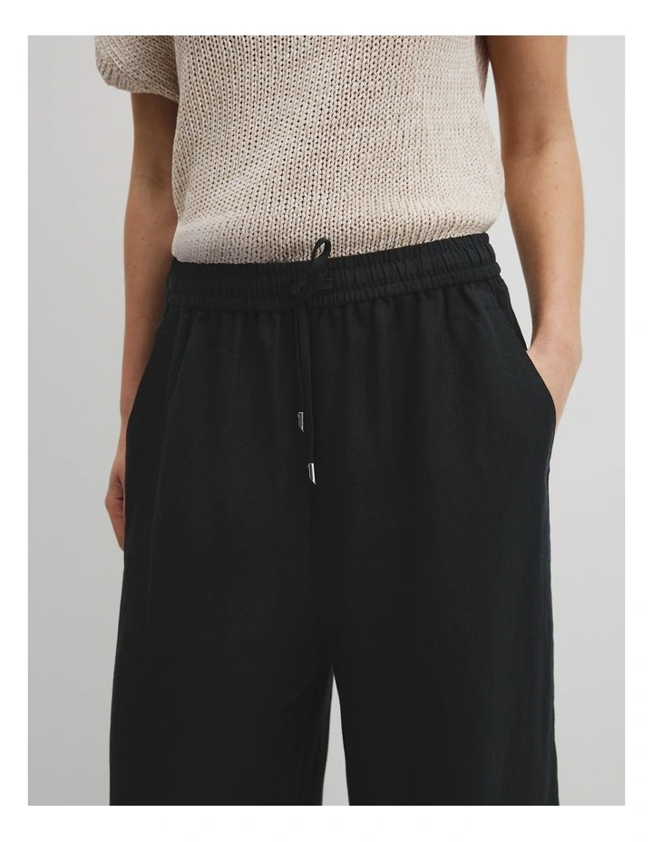 Pull-on Linen Pant in Black image 2