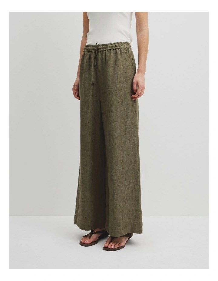 Pull-on Linen Pant in Hedge Green image 3