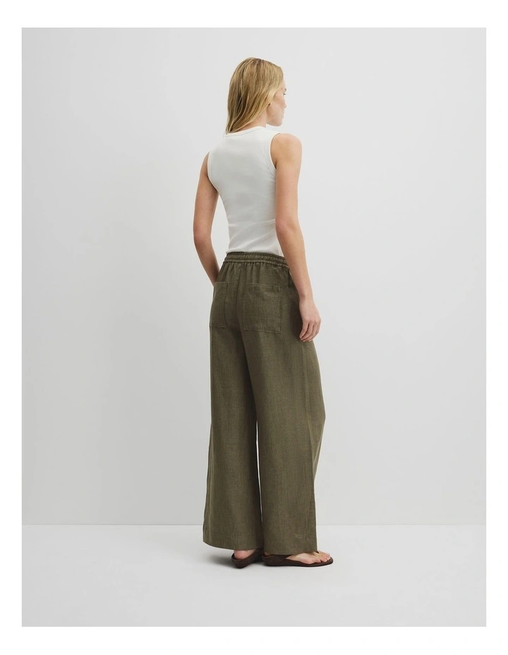 Pull-on Linen Pant in Hedge Green image 4