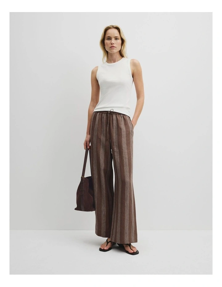 Stripe Linen Pull On Pintuck in Mocha Stripe image 1