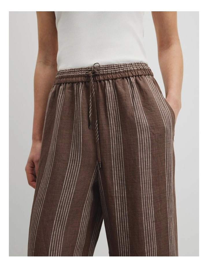 Stripe Linen Pull On Pintuck in Mocha Stripe image 2