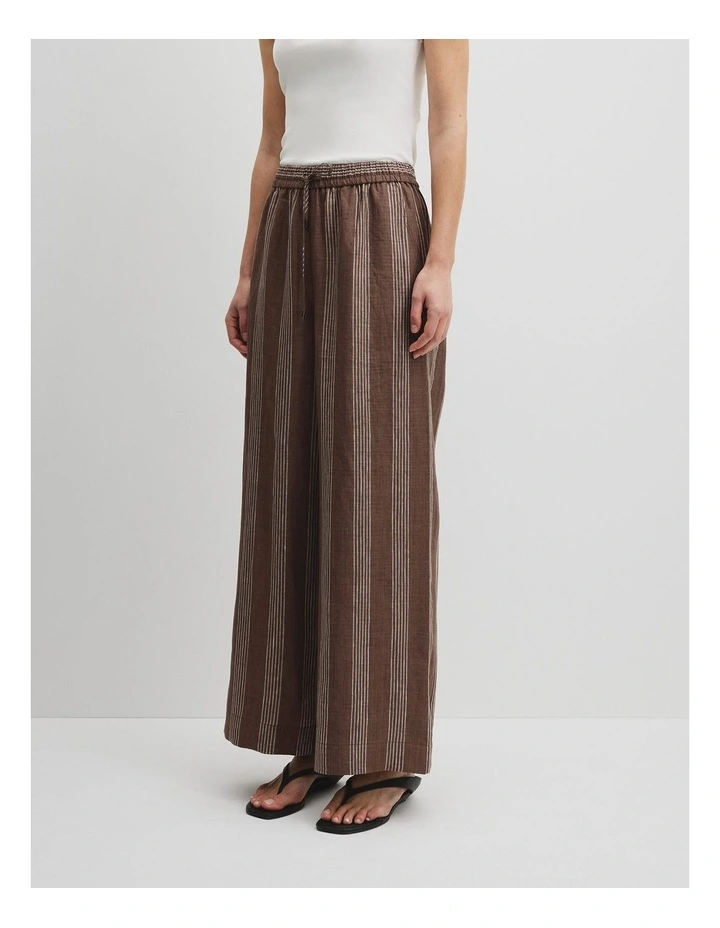 Stripe Linen Pull On Pintuck in Mocha Stripe image 3