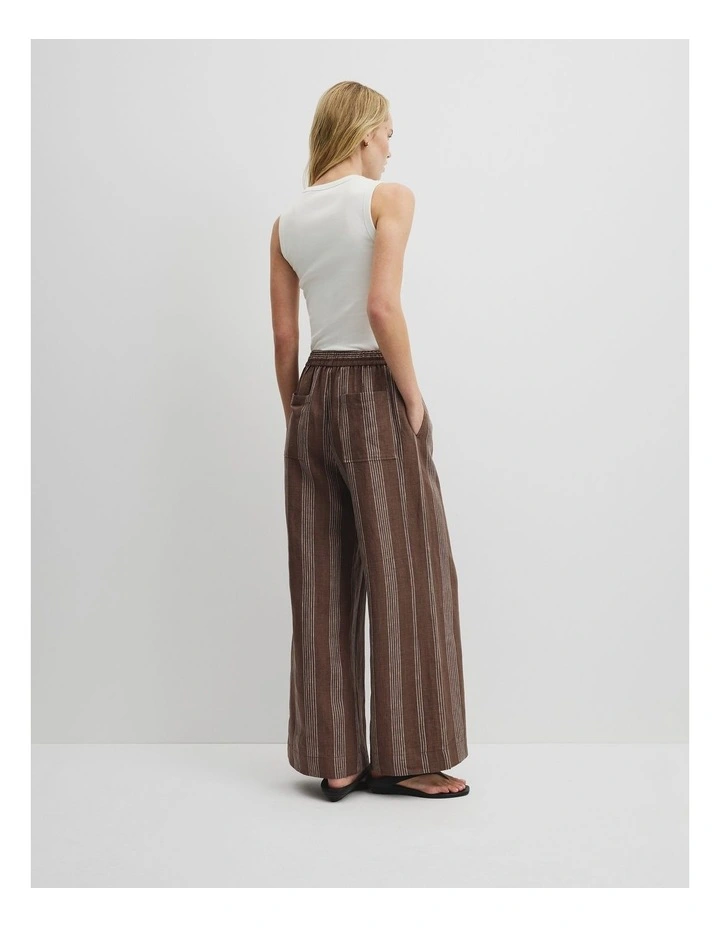 Stripe Linen Pull On Pintuck in Mocha Stripe image 4