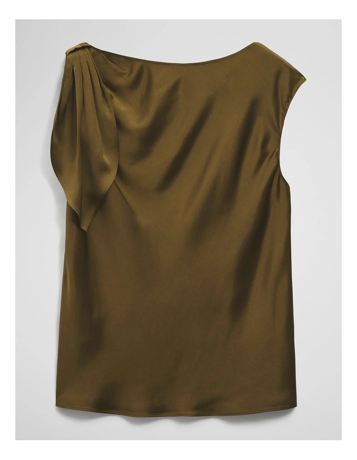 Tie Shoulder Top in Olive Haze image 2