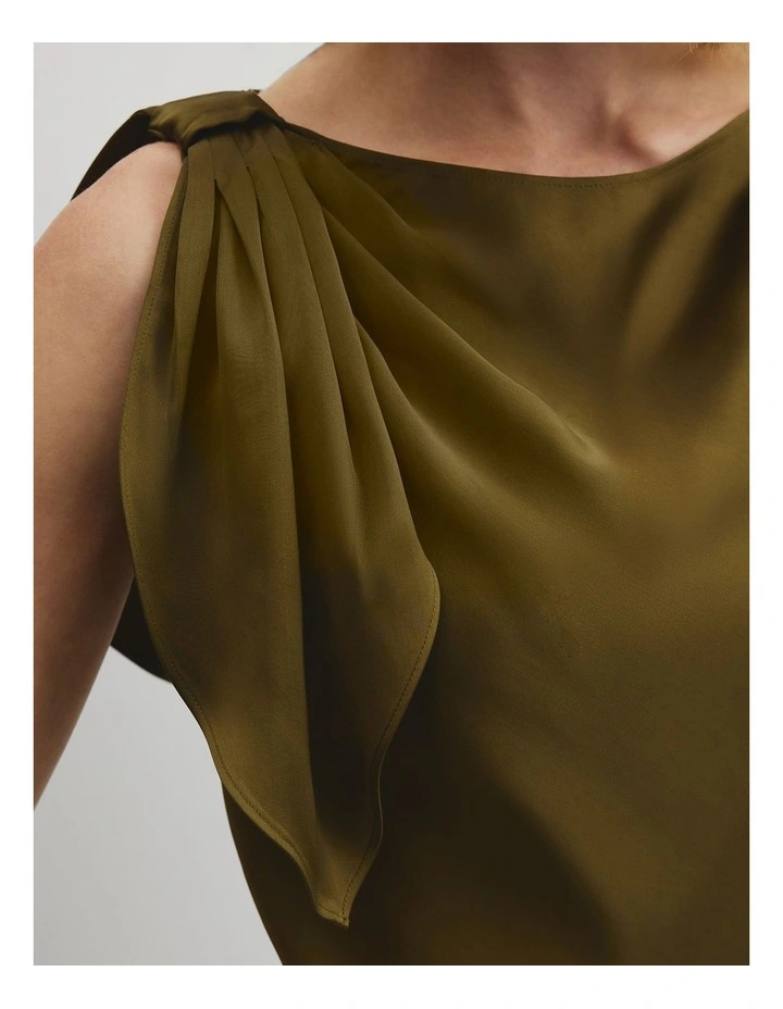 Tie Shoulder Top in Olive Haze image 3