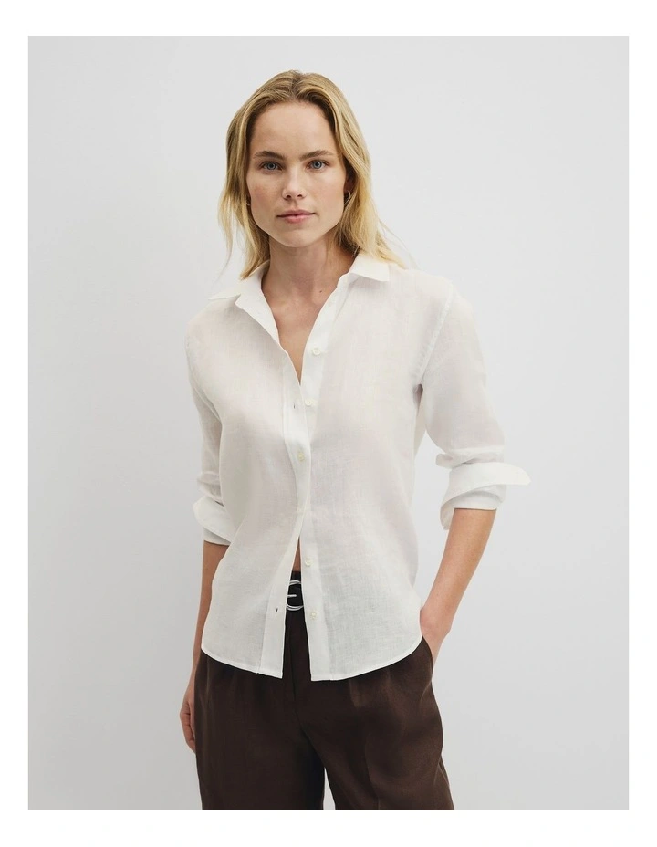Classic Linen Shirt in White image 1