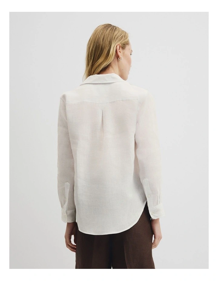 Classic Linen Shirt in White image 4