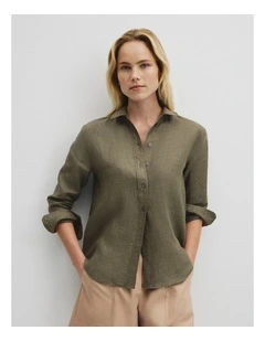 Classic Linen Shirt in Hedge Green