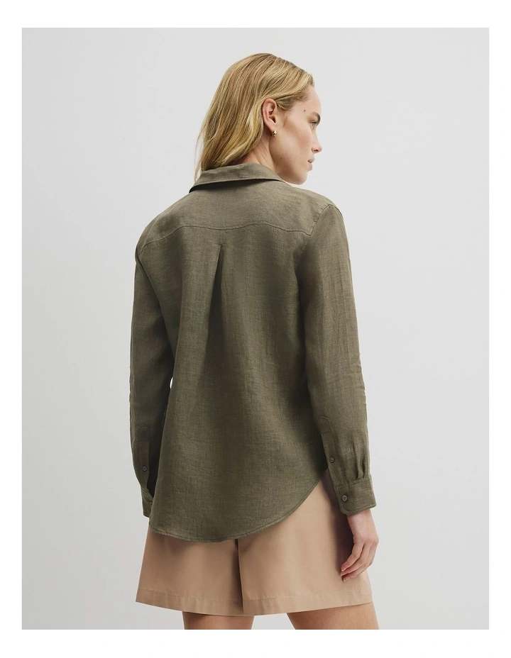 Classic Linen Shirt in Hedge Green image 4