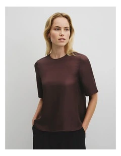 Silk T-shirt in Claret