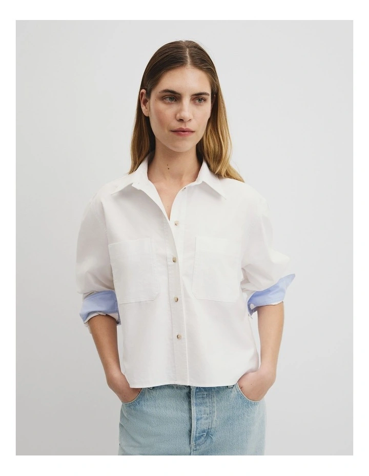 Crop Pocket Shirt in White image 1