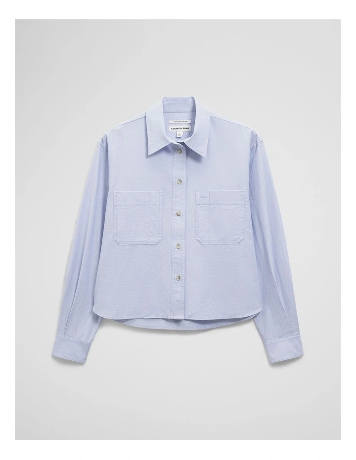 Crop Pocket Shirt in Chambray Blue image 2